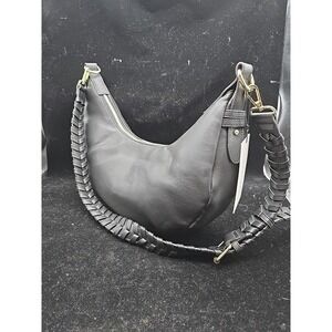 New NWT Jules Kae Zola Black Faux Vegan Leather Adjustable Strap Crossbody Purse